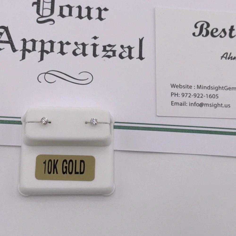 10K Solid Gold Earrings | Free Appraisal | 2mm Gold Kids Studs | VVS Swarowski - Picture 1 of 5